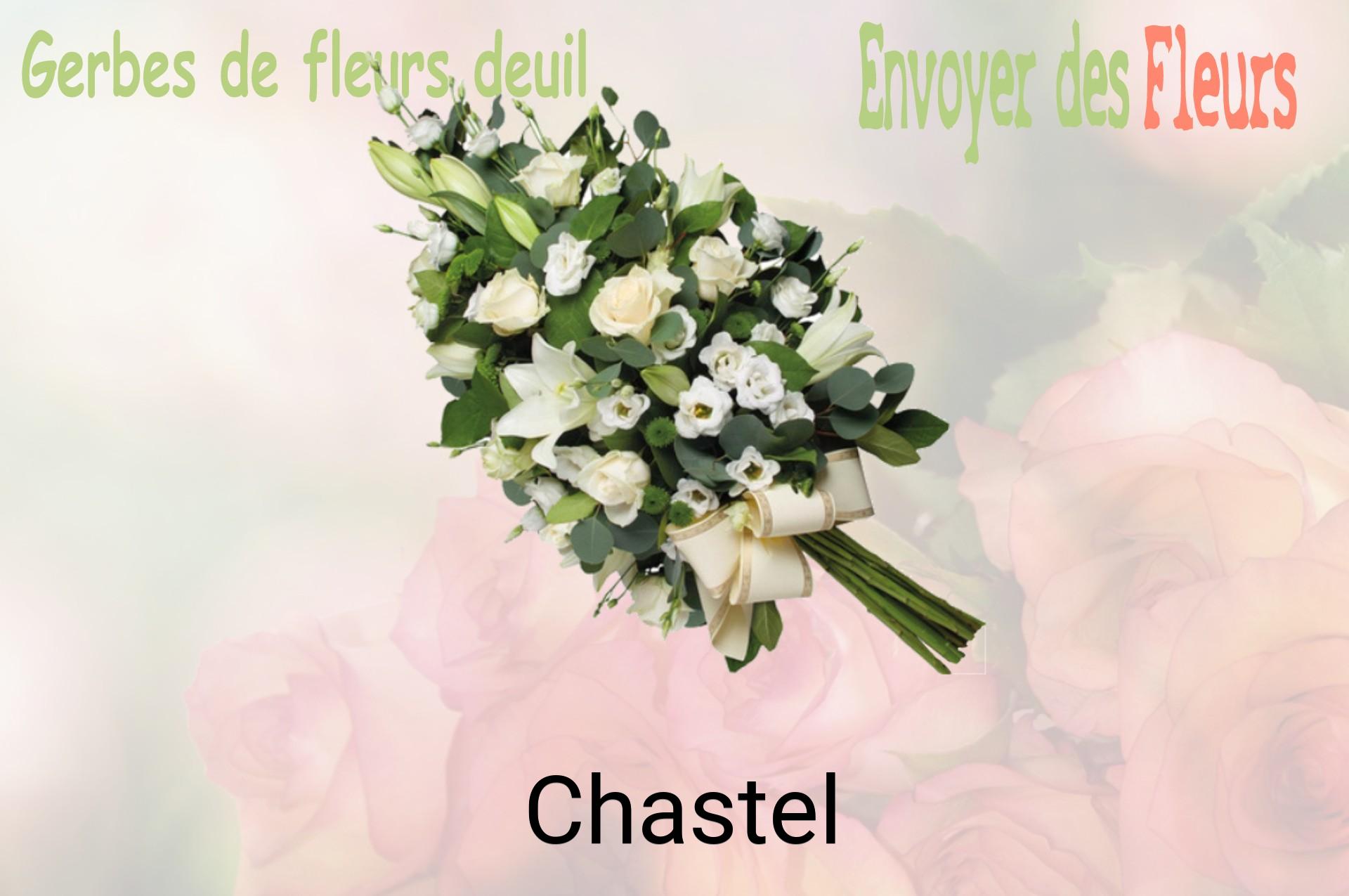 Gerbe de fleurs de deuil livrée à Chastel